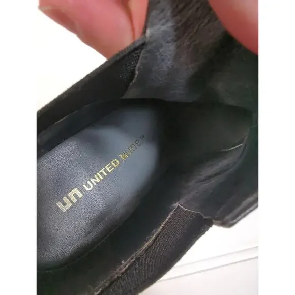 United Nude Leather Calf Hair Bootie Metallic Geometric Block Heel 37 - Picture 12 of 14